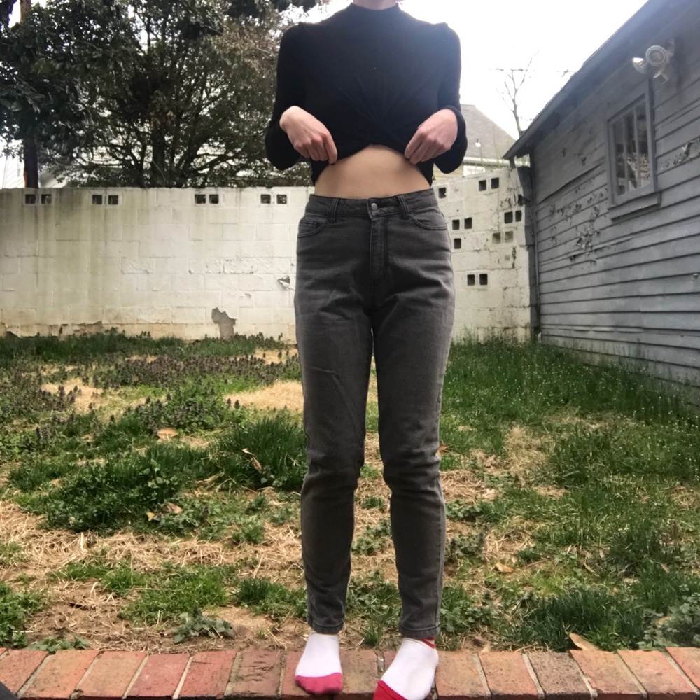 Grey skinny pencil jeans